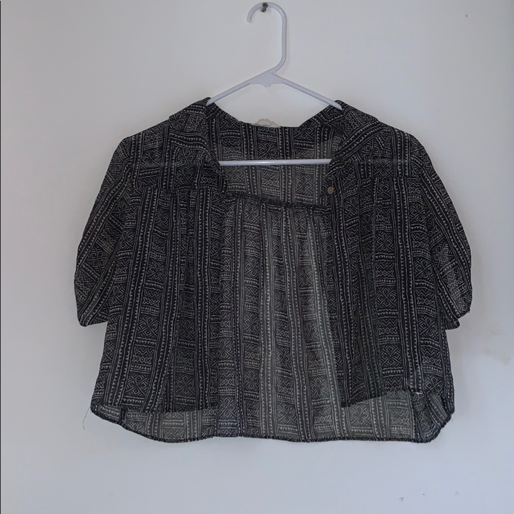 Sheer Crop top with Peter Pan Collar